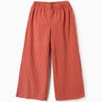 Pantalon large en broderie anglaise pour filles, orange