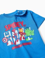 T-shirt en coton bleu avec imprimé Spidey et ses amis pour bébés et garçons – Image 3