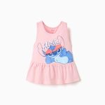 Débardeur en coton avec imprimé Stitch pour fille, rose clair