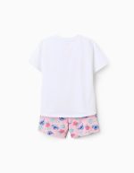T-shirt et short en coton avec imprimé Stitch pour fille, blanc/rose – Image 2