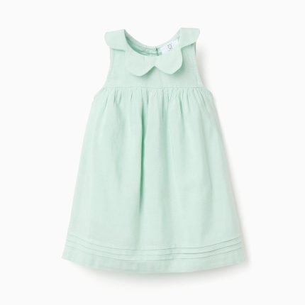 ROBE SS EN LIN VERT CLAIR