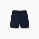 Short chino midi en popeline pour garçon, bleu foncé