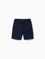 Short chino midi en popeline pour garçon, bleu foncé
