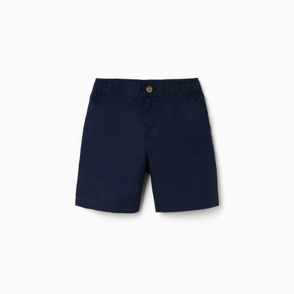 Short chino midi en popeline pour garçon, bleu foncé