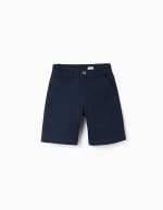 Short chino mi-long en sergé avec poches pour garçon, bleu foncé