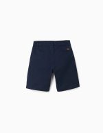 Short chino mi-long en sergé avec poches pour garçon, bleu foncé – Image 2