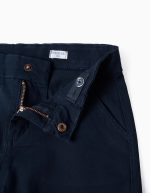 Short chino mi-long en sergé avec poches pour garçon, bleu foncé – Image 3