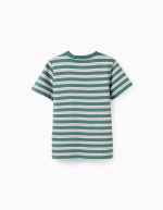 T-shirt en coton à rayures pour garçon, vert/orange/bleu/blanc – Image 2