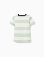 T-shirt en coton à rayures pour garçon, blanc/vert/bleu – Image 2