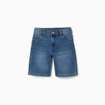 Short en jean mi-long à cinq poches pour garçon, bleu
