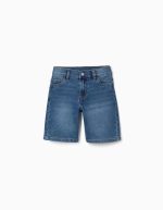 Short en jean mi-long à cinq poches pour garçon, bleu
