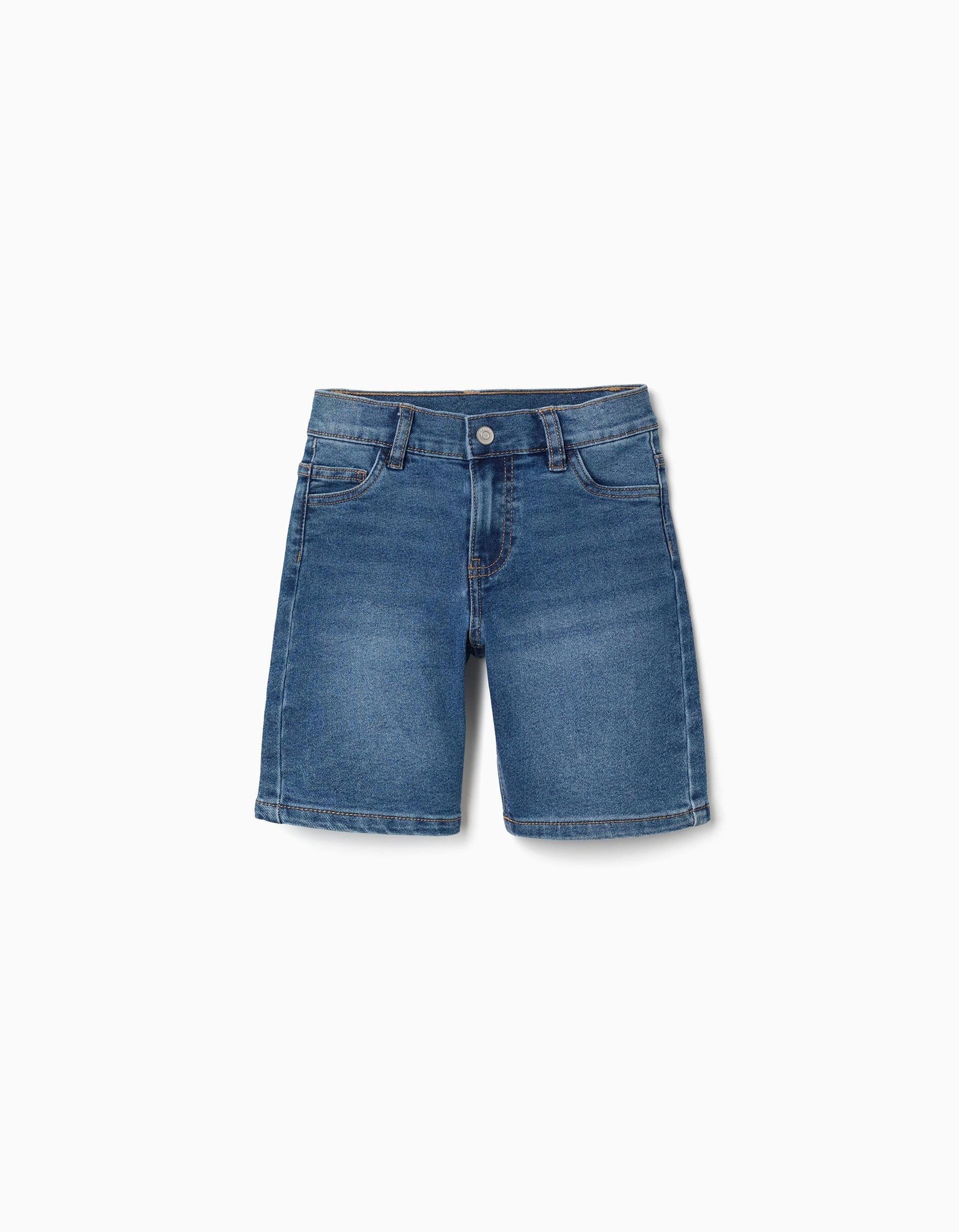 31078195003-0-1.jpg Short en jean mi-long à cinq poches pour garçon, bleu – Image 1