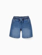 Short midi en jean à enfiler avec cordon pour garçon, bleu