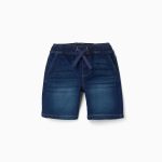Short midi en jean à enfiler avec cordon pour garçon, bleu foncé