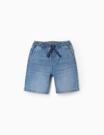 Short midi en jean à enfiler avec cordon pour garçon, bleu clair