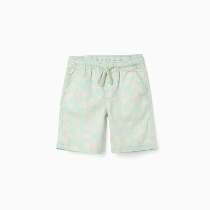 SHORT EN COTON VERT CLAIR