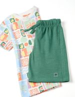 ENSEMBLE T-SHIRT AVEC SHORT VERT FONCÉ – Image 3