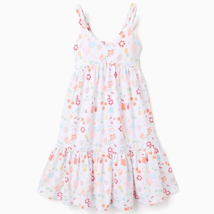 ROBE EN JERSEY BLANC À MOUSSONS