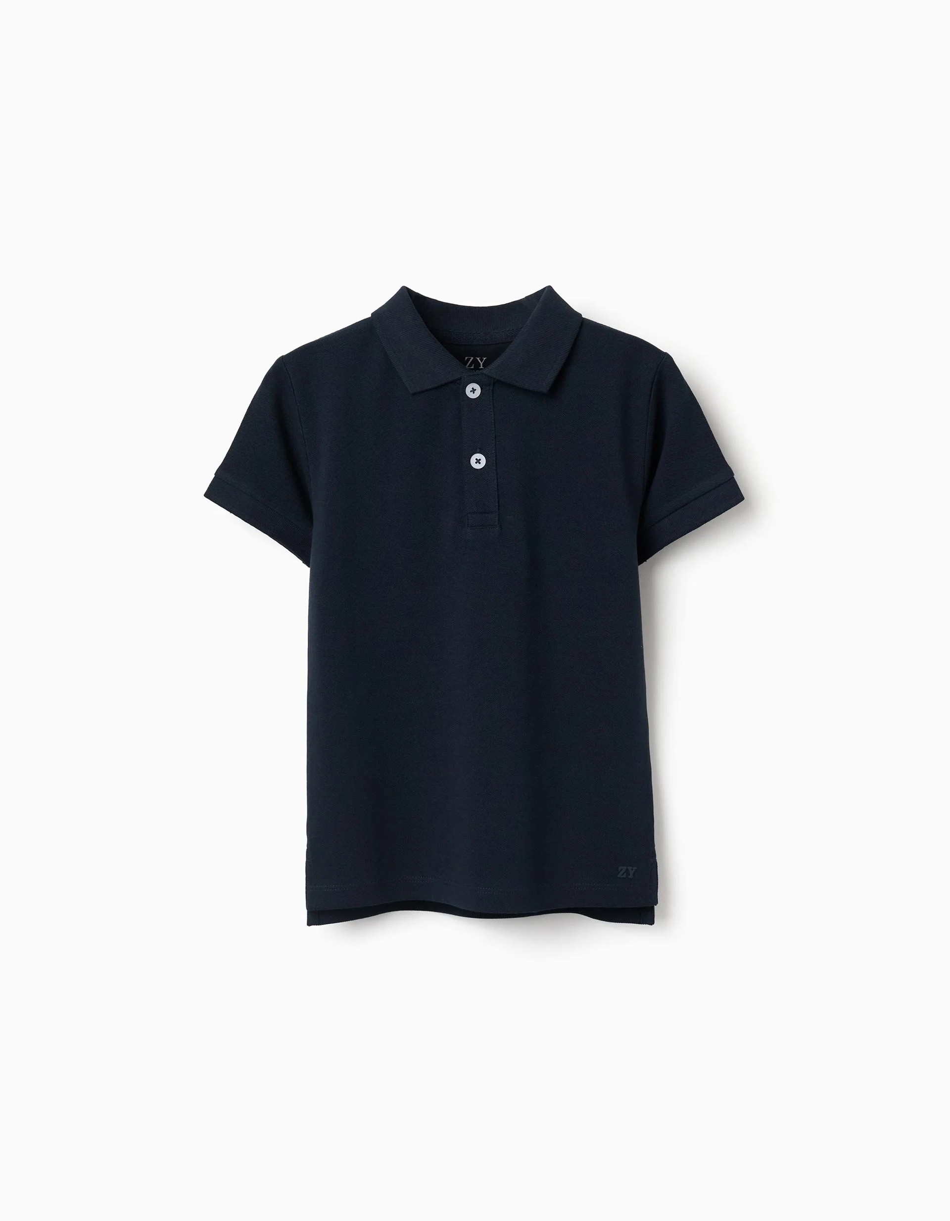 31078218006-0-1.jpg Polo à manches courtes en piqué de coton pour garçon, bleu foncé – Image 1