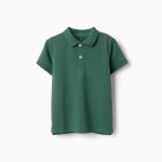 Polo en piqué de coton à manches courtes pour garçon, vert foncé