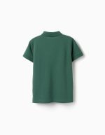 Polo en piqué de coton à manches courtes pour garçon, vert foncé – Image 2