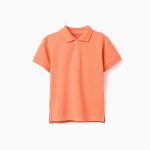 Polo en piqué de coton à manches courtes pour garçon, orange