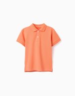 Polo en piqué de coton à manches courtes pour garçon, orange