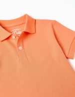 Polo en piqué de coton à manches courtes pour garçon, orange – Image 3