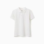 Polo à manches courtes en piqué de coton blanc pour garçon