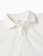 Polo à manches courtes en piqué de coton blanc pour garçon – Image 3