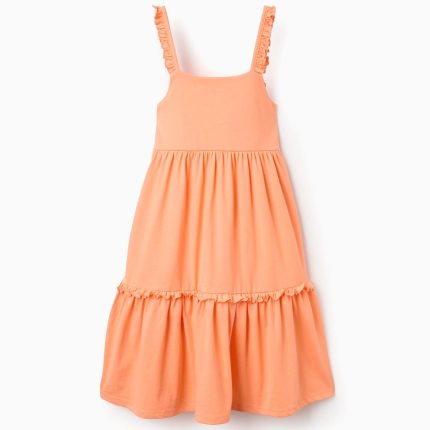 ROBE EN JERSEY À MOUSSONS ORANGE
