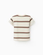 T-shirt rayé en coton pour bébé garçon, beige/orange/vert – Image 2