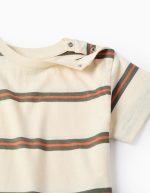T-shirt rayé en coton pour bébé garçon, beige/orange/vert – Image 3