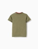 T-shirt en coton vert foncé avec cactus brodé pour bébé garçon – Image 2