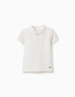 Polo en coton côtelé blanc pour bébé garçon