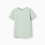 T-shirt en piqué de coton avec poche pour garçon, vert clair