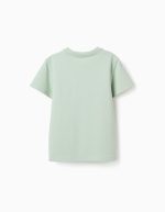 T-shirt en piqué de coton avec poche pour garçon, vert clair – Image 2