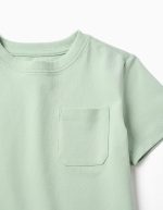 T-shirt en piqué de coton avec poche pour garçon, vert clair – Image 3