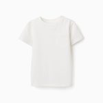 T-shirt en piqué de coton avec poche pour garçon, blanc