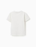T-shirt en piqué de coton avec poche pour garçon, blanc – Image 2