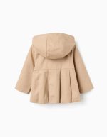Parka à plis et capuche amovible pour bébé fille, beige – Image 2