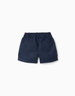 Short en popeline à taille haute plissée pour fille, bleu foncé – Image 2