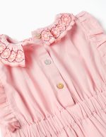 Robe en popeline rose à col et manches à volants pour bébé fille – Image 3