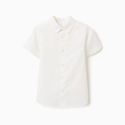 CHEMISE SS EN LIN BLANC