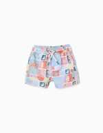 Short de bain AOP PES orange foncé