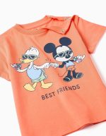 T-shirt en coton orange à imprimé Mickey et Donald pour bébé garçon – Image 3