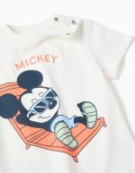 T-shirt et short en coton imprimé Mickey pour bébé garçon, blanc/orange – Image 3