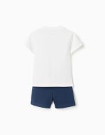 T-shirt et short en coton imprimé Mickey pour bébé garçon, blanc/bleu – Image 2
