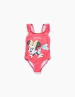 Maillot de bain rouge à imprimé Minnie et bretelles à volants pour bébé fille