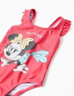 Maillot de bain rouge à imprimé Minnie et bretelles à volants pour bébé fille – Image 3